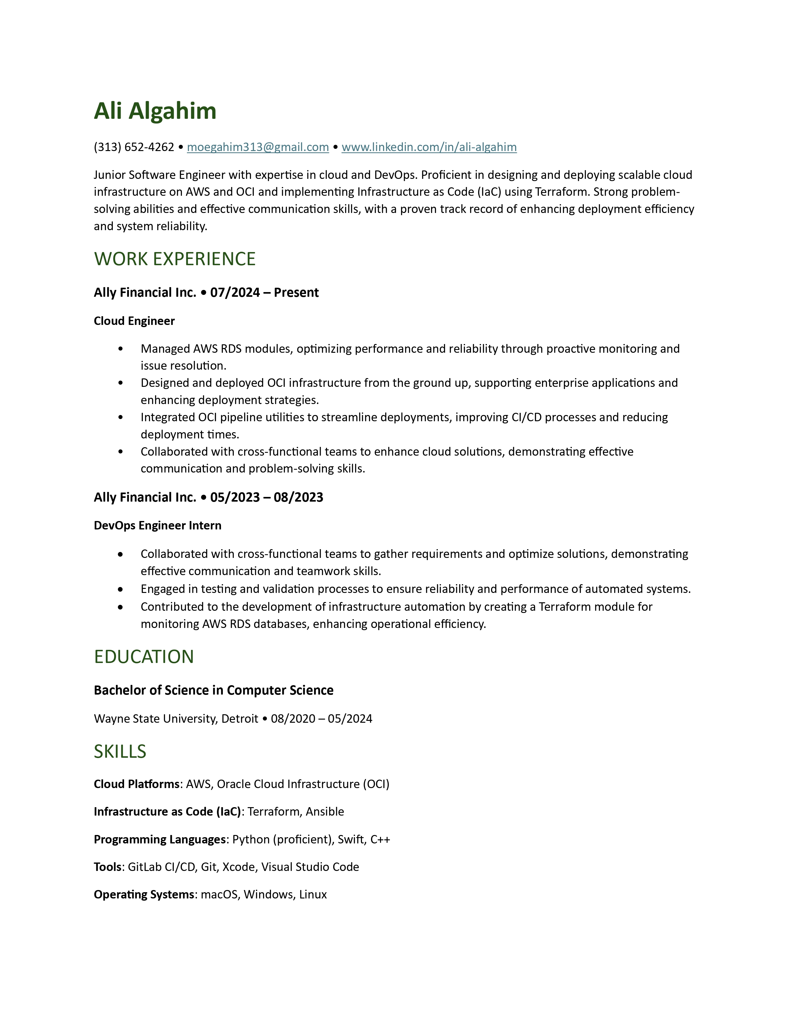 Resume preview